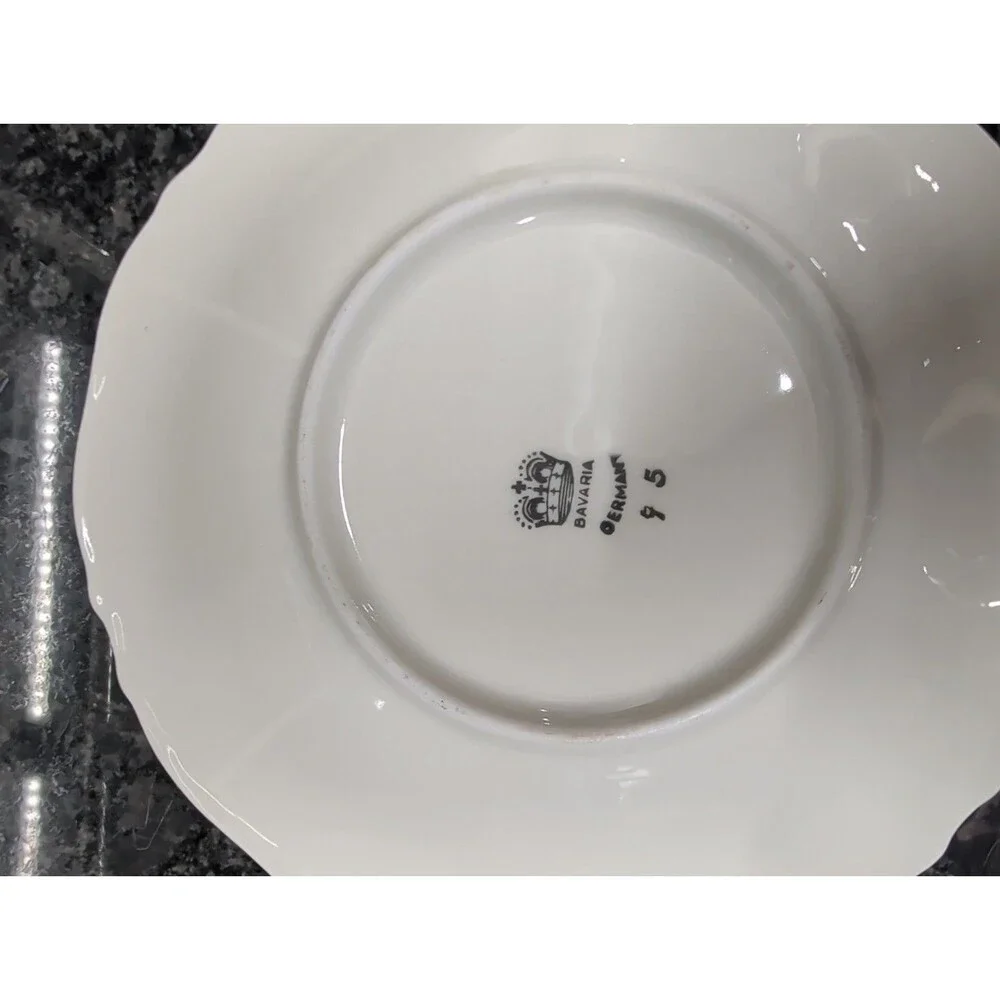Vintage Bavaria Porcelain Silver White Germany 2 demitasse cups saucers